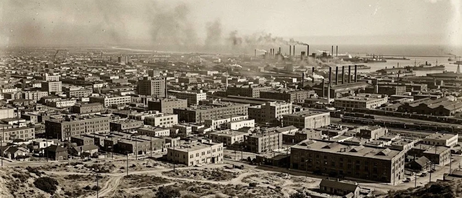 Kuhestan industrial district viewed from the Dabi-shā Avret highlands, circa 1929