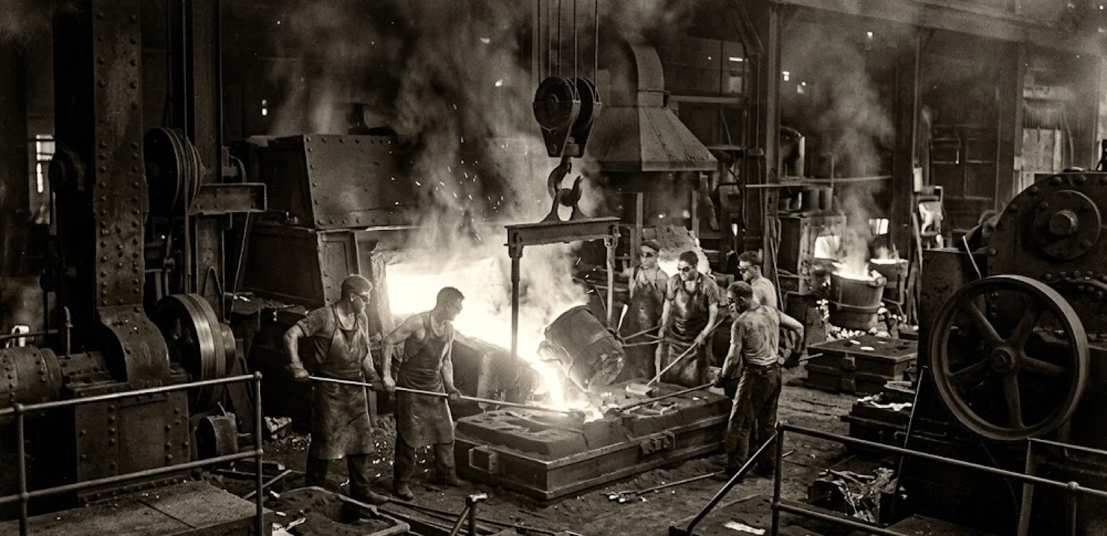 Workers at a Kuhestan iron foundry, circa 1925