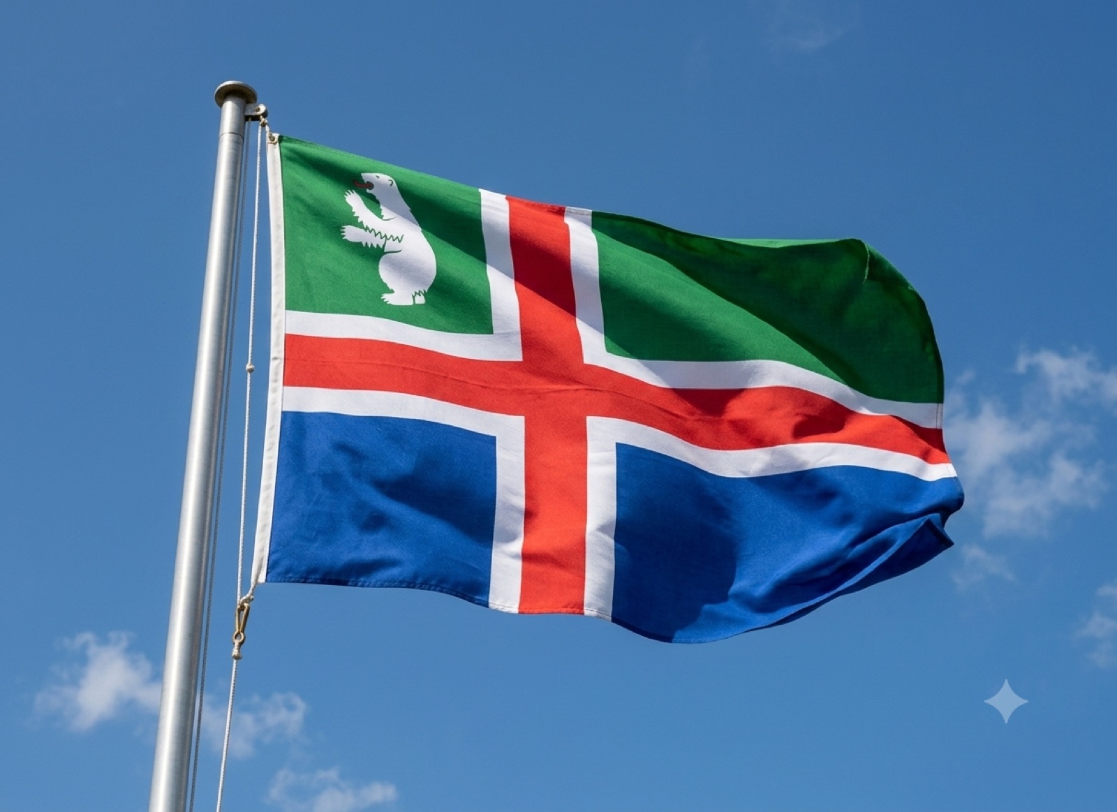Flag of Cuohpajálla flying in the wind