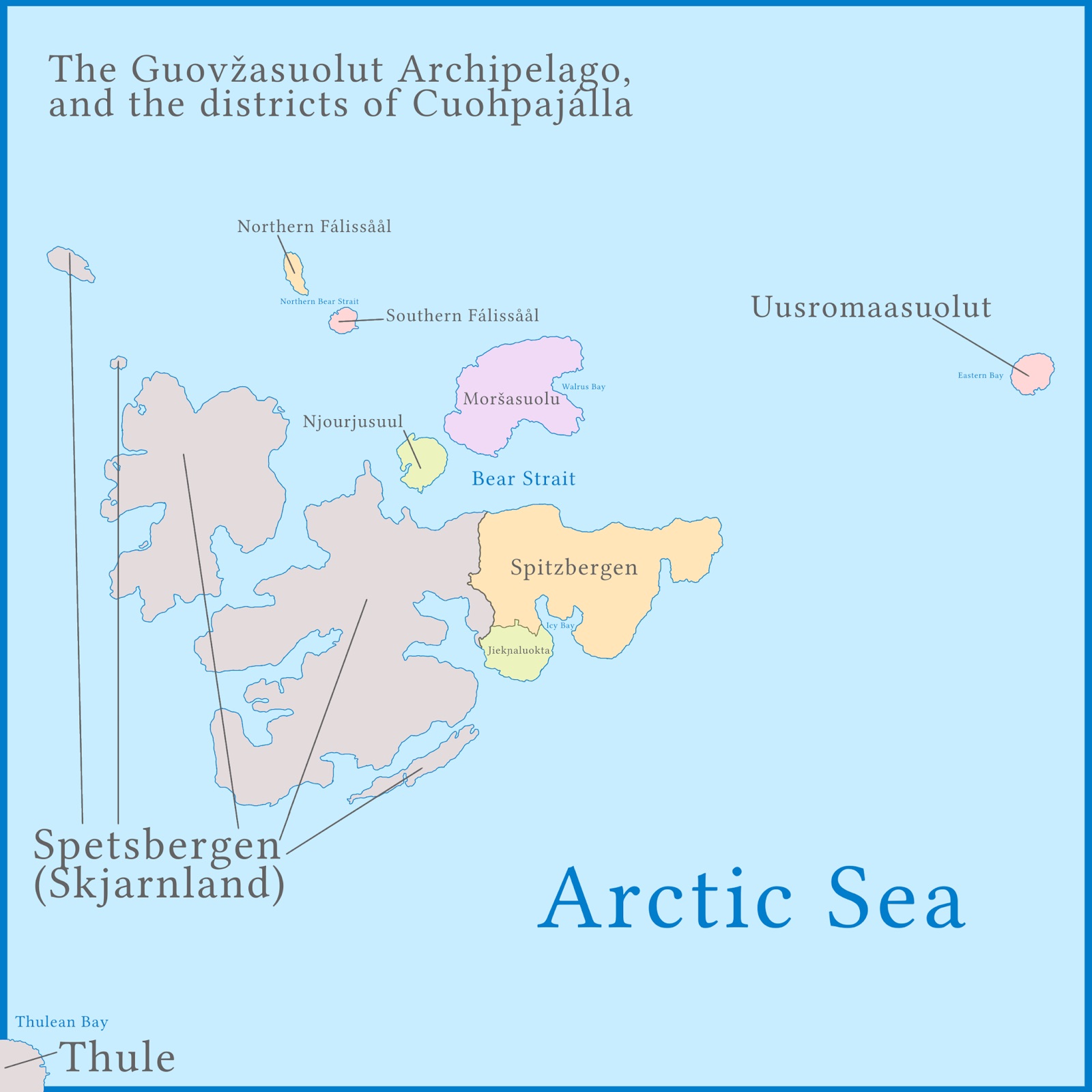 Map of the Guovžasuolut Archipelago and Cuohpajálla