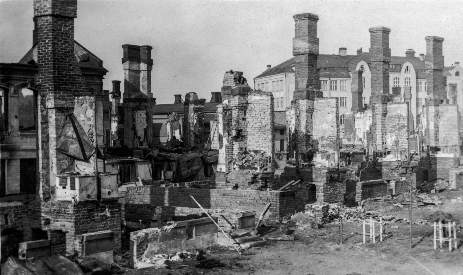 Destroyed civilian buildings in the aftermath of the Battle of Nexus