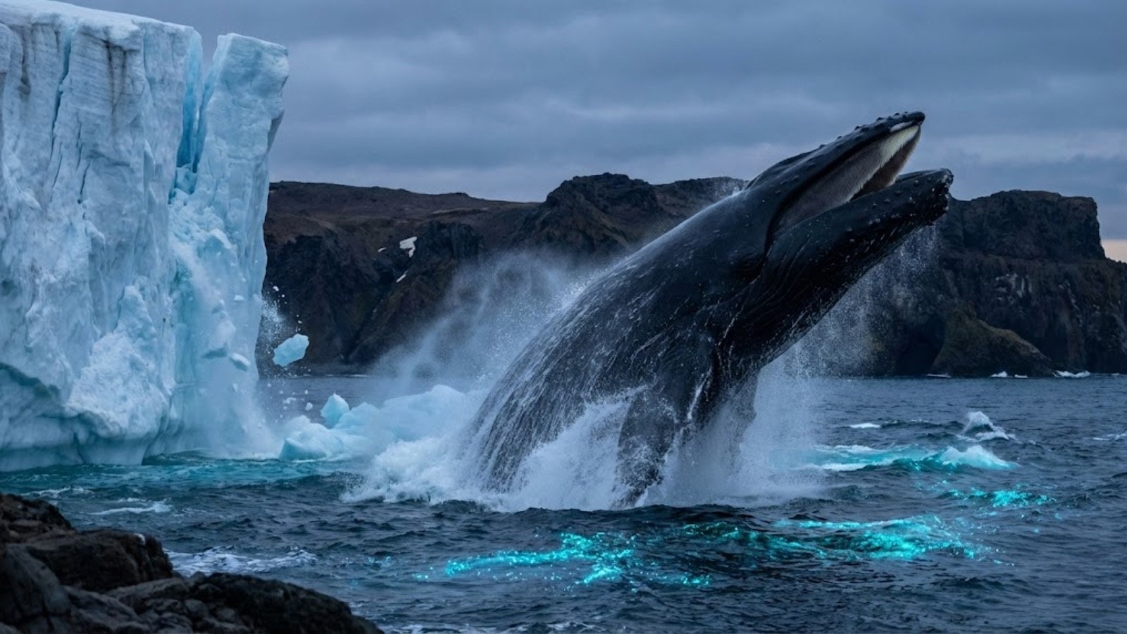 Hyperborean whale breaching