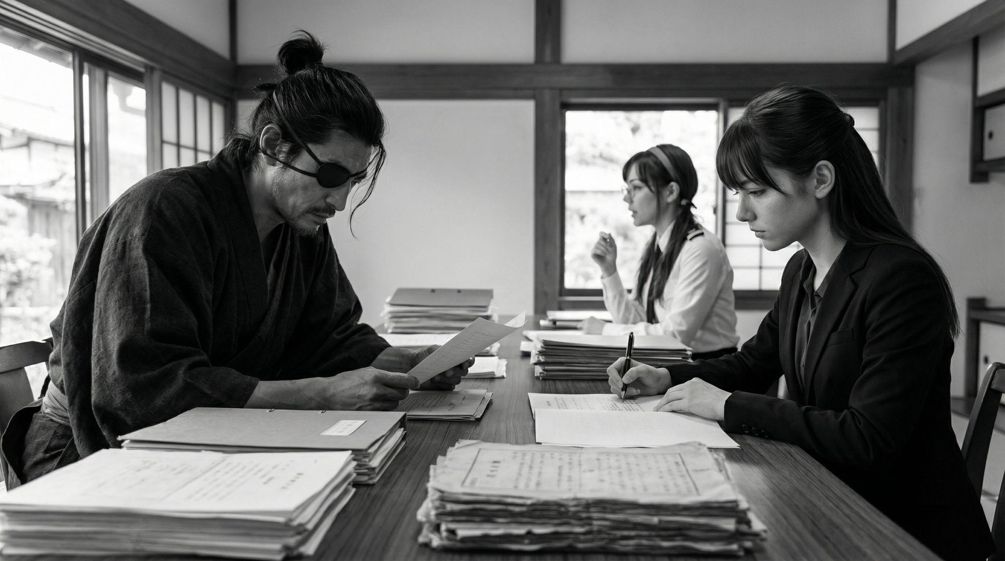 Masashi and Chief Liaison Officer Akane Shikinami-Hoffmann during the Tōhara Conference, c. 1926. Marshal-Admiral Suiren Makinami visible in the background.