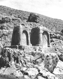 Ruins of a pre-Compact fire temple on the Nourestani plateau, believed to date approximately 800 BCE